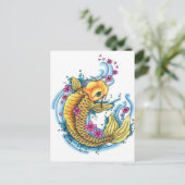 桜の花と鯉の葉書 ポストカード (スタンド正面)