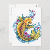 桜の花と鯉の葉書 ポストカード (正面/裏面)