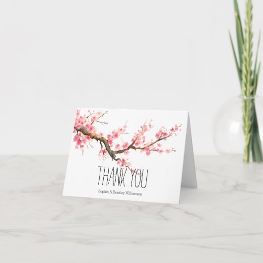 桜の花と鳥に感謝 サンキューカード (正面)