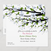 桜の花のイースター・ディナー・パーティーの招待状 招待状 (正面/裏面)