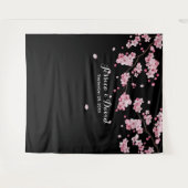 桜の花のエレガントな花のウェディングバックドロップ タペストリー (正面(横))
