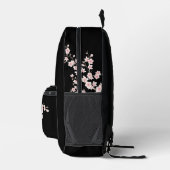 桜の花のピンクと黒のネーム プリントバックパック (右)
