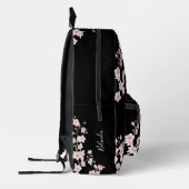 桜の花のピンクと黒のネーム プリントバックパック (左)