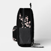 桜の花のピンクと黒のモノグラム プリントバックパック (右)