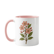 桜の花のピンクのコーヒー&ティーマグ(ヴィンテージ調)