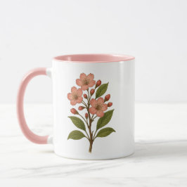 桜の花のピンクのコーヒー&ティーマグ(ヴィンテージ調) マグカップ