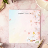 桜の花のピンクの名前入りメモ帳 ノートパッド