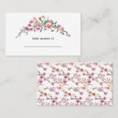 桜の花のピンクの結婚式エスコートカード プレイスカード (正面/裏面)