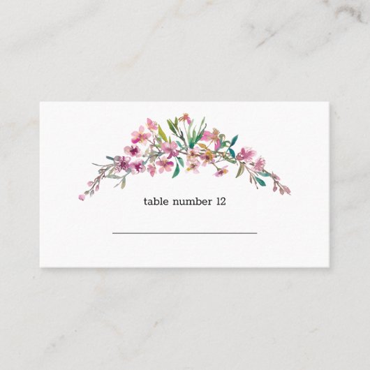 桜の花のピンクの結婚式エスコートカード プレイスカード (正面)