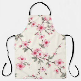 桜の花のピンクの花柄 春 エプロン
