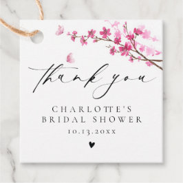 桜の花のピンクの蝶の感謝 フェイバータグ