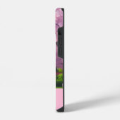 桜の花のピンクの雲とイニシャル iPhoneケース (左側面)