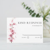 桜の花のピンクのQRコード ウェディング 出欠カード (スタンド正面)