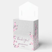 桜の花のピンク シルバー グリッター オーダーメイド ウェディング フェイバーボックス (オープン)