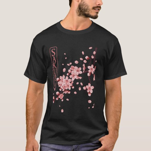 桜の花のフラワーアート Tシャツ (正面)