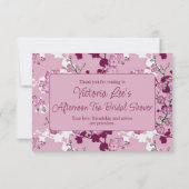 桜の花のブライダルシャワー | エレガントなピンクの花 サンキューカード (裏面)