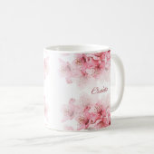 桜の花のモノグラムマグカップ お名前入り コーヒーマグカップ (正面右)