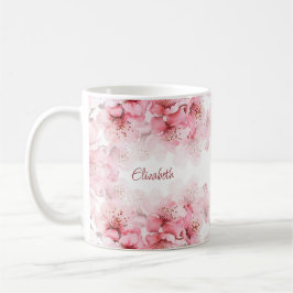 桜の花のモノグラムマグカップ お名前入り コーヒーマグカップ