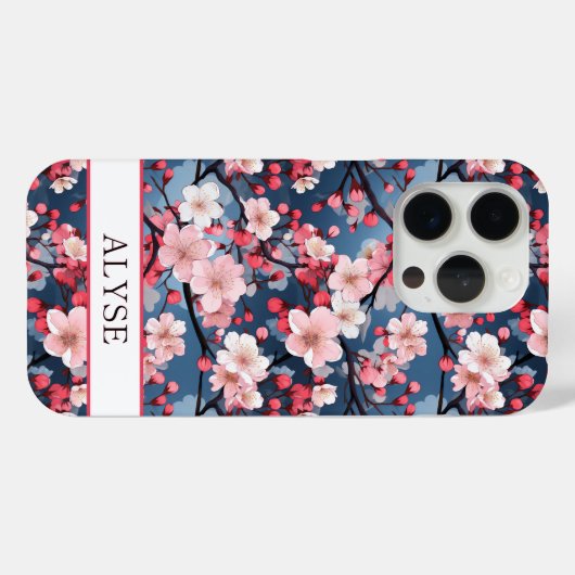 桜の花のモノグラム入りデザイン Case-Mate iPhoneケース (裏面 (横))