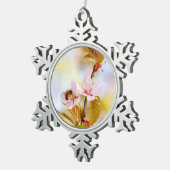 桜の花の上の蜂 スノーフレークピューターオーナメント (右)