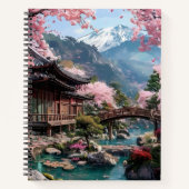 桜の花の和風ゴールド ウェディングペーパーアイテム ノートブック (正面)