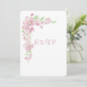 桜の花の庭の田舎風フラワーウェディングRSVP 招待状 (スタンド正面)