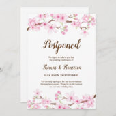 桜の花の延期結婚発表 招待状 (正面/裏面)