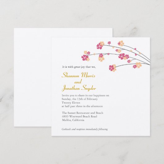 桜の花の招待状 招待状 (正面/裏面)