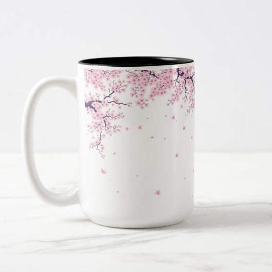 桜の花の日本美術トートバッグ ツートーンマグカップ (左)