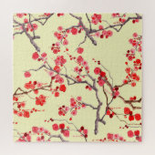 桜の花の水の色のシームレスなパターン ジグソーパズル (横)