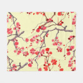桜の花の水の色のシームレスなパターン フリースブランケット (正面(横))