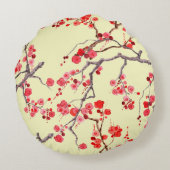 桜の花の水の色のシームレスなパターン ラウンドクッション (裏面)