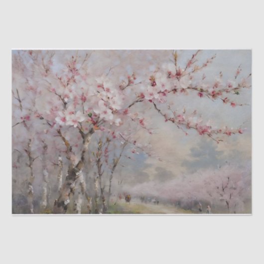 桜の花の水彩デコパージュ 薄葉紙 (正面)