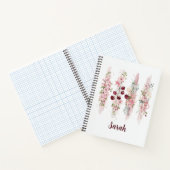 桜の花の水彩デザイン(名前追加可) ノートブック (内部)