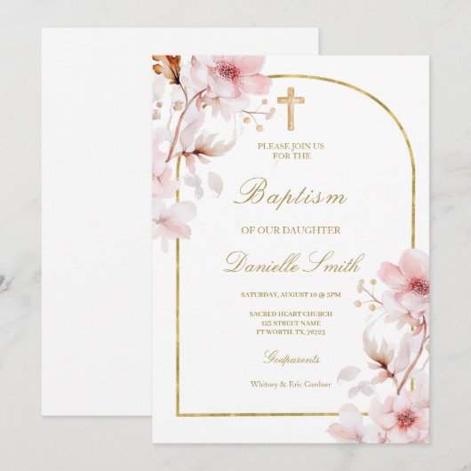 桜の花の洗礼 招待状 (正面/裏面)
