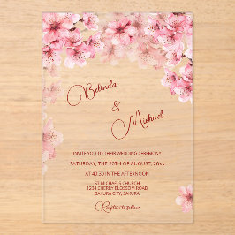 桜の花の清楚な結婚式 アクリル招待状