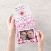 桜の花の結婚式招待状＆Save the Date写真 オールインワン招待状 (貼ってはがせる)