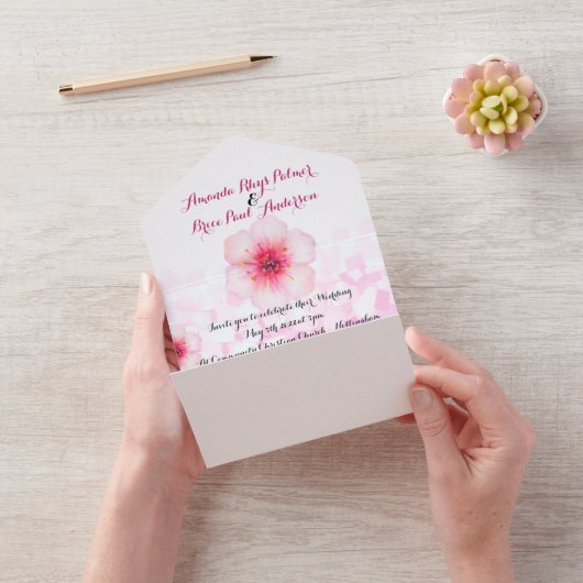 桜の花の結婚式招待状＆Save the Date写真 オールインワン招待状 (ビデオ)