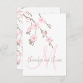 桜の花の結婚式 出席確認カード（スクエアカード用） 出欠カード (正面/裏面)