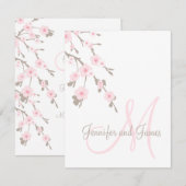 桜の花の結婚式 出席確認カード モノグラム 出欠カード (正面/裏面)