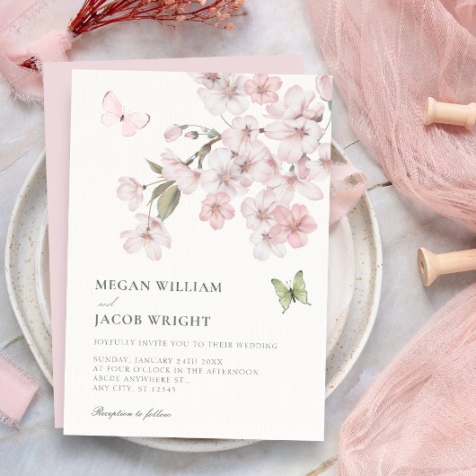 桜の花の結婚式 招待状