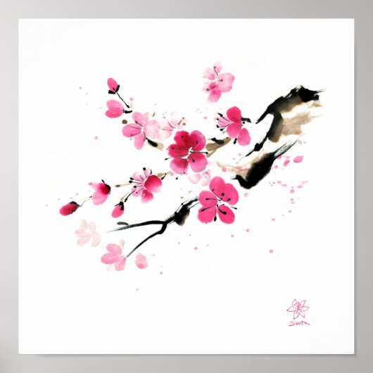 桜の花の絵 ポスター (正面)
