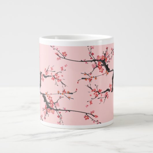 桜の花の芸術的なデザインの日本風コーヒーカップ ジャンボコーヒーマグカップ (正面)