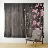桜の花の農村的な納屋の結婚式の背景 タペストリー (インサイチュ(横))
