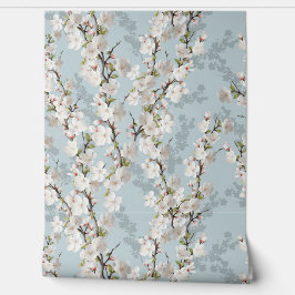 桜の花の青いパステルソフト壁紙ロール 壁紙
