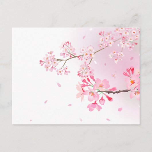 桜の花びらが舞う和風ポストカード*春のご挨拶・季節の便りに ポストカード (正面)