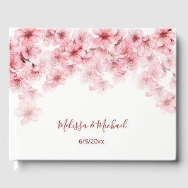 桜の花ピンクの白い結婚式 ゲストブック