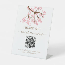 桜の花嫁シャワー写真アップロードQR 台座サイン