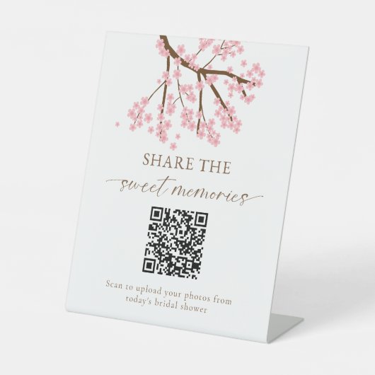 桜の花嫁シャワー写真アップロードQR 台座サイン (正面)