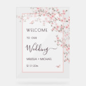 桜の花嫁入場透明ウェディングサイン アクリルサイン (正面)